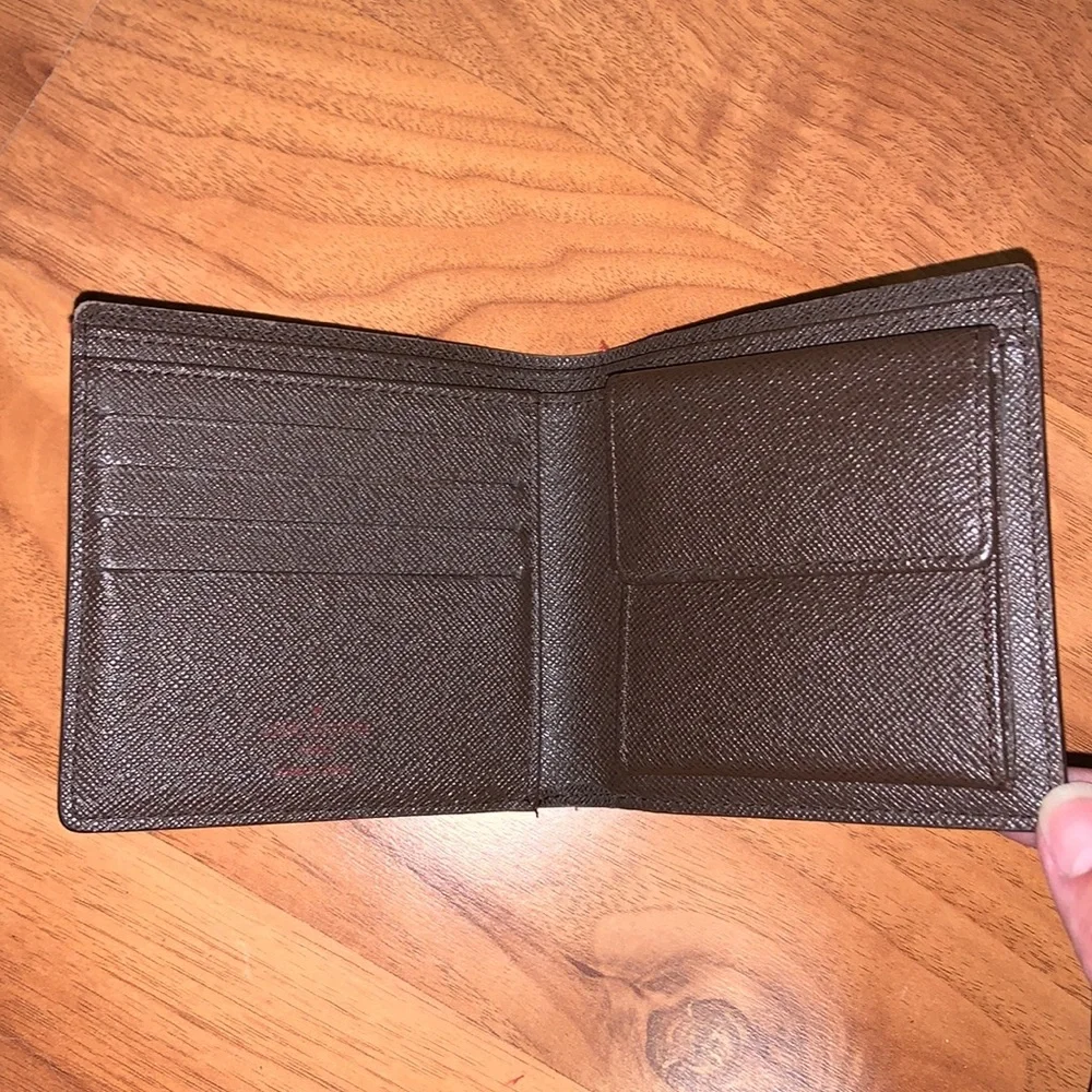 Authentic Louis Vuitton Damier Ebene Marco Bifold Leather Wallet